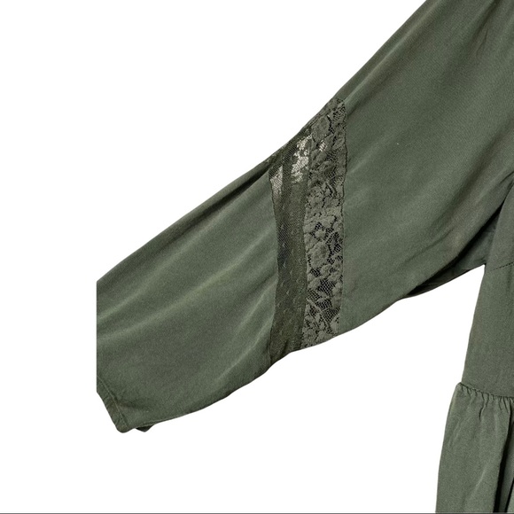 Torrid Lace Inset Challis Dress Women’s Plus 1X Olive Green - Picture 7 of 9